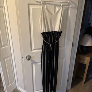 Black and White Striped Jumpsuit